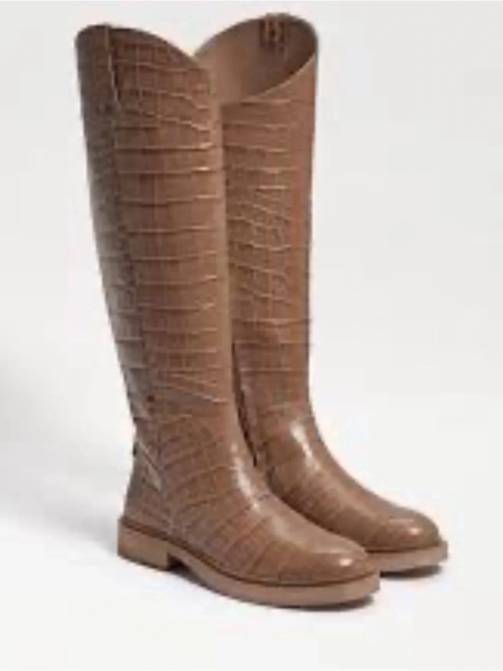 Sam Edelman Fable Cedar Croc-Embossed Knee-High Riding Boots - Women